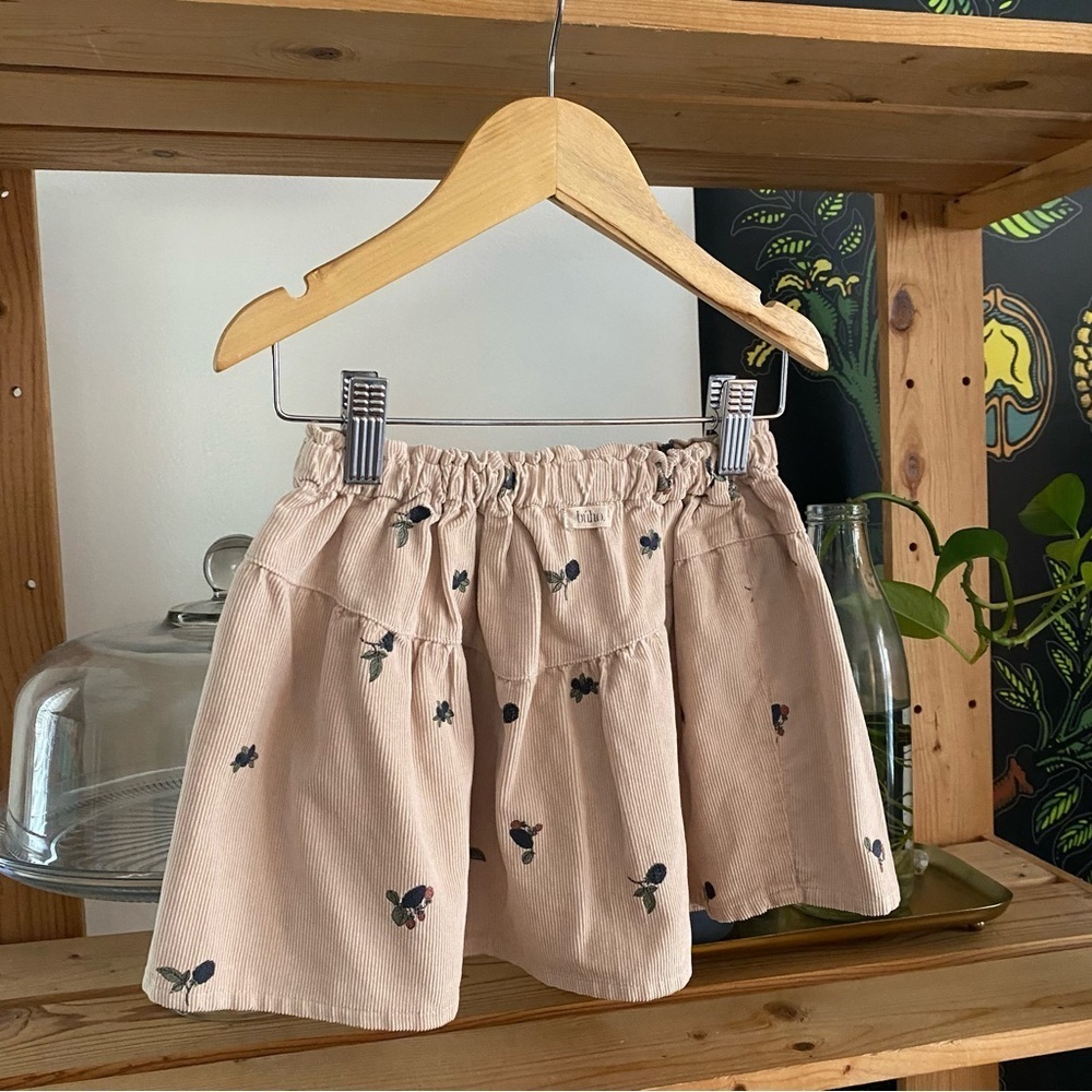 BÚHO Milleraies Fruit Floral Print Corduroy Skirt Macadamia Vanilla - Picture 7 of 14